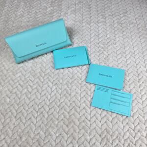 Tiffany & Co Eyeglass Sunglass Case Leather Tiffany Blue with Cards Authentic